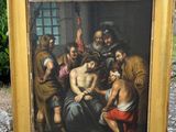 un vieux tableau représentant Jésus descendu de la croix par un groupe d'hommes