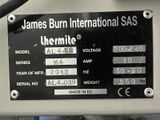 a label on a machine that reads james burn international sass