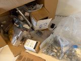a box full of assorted items on a table