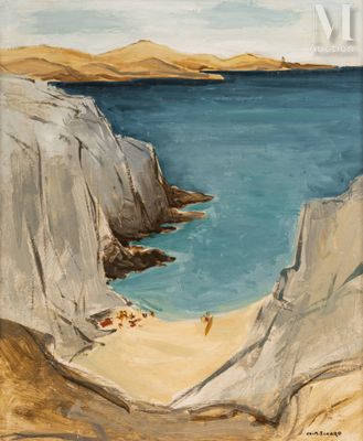 an image of a painting of a person walking on a beach