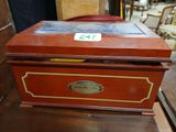 a wooden box that is sitting on a table