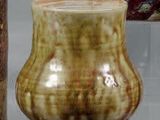 deux vases exposés dans une vitrine