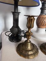 3 lampes (étain/craquelée bleu/osier et verre) + 2 pares de … (photo 3)