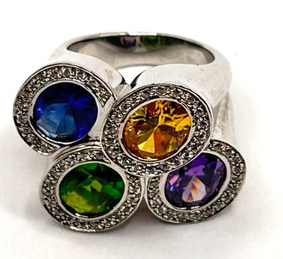 PREMIERS JOYAUX - Bague en argent 925/1000 rhodiée composée de quatre  - Photo 1