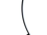 a black lamp that is on a white surface