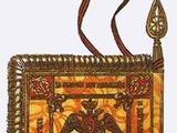 a picture of a picture of a purse with a bird on it
