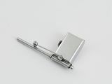 a metal latch on a white surface with a white background