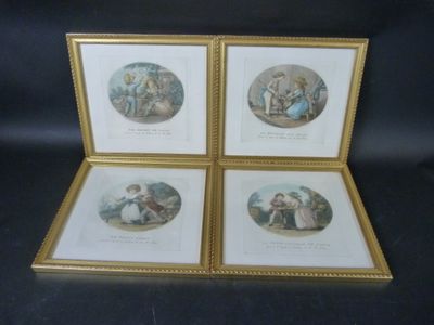 Réunion de 4 gravures anciennes encadrées .