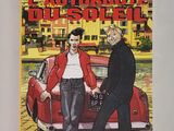 la couverture d'une bande dessinée sur laquelle on voit deux hommes debout à côté d'une voiture