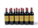 six bottles of red wine are lined up in a row