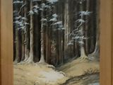 a picture of a painting of a forest scene