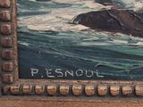 a picture of a painting of a boat in the water