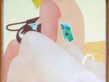 a picture of a painting of a woman sitting on a bed