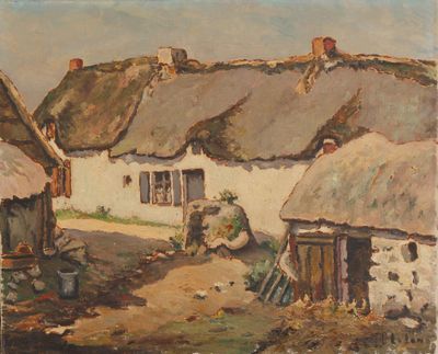 Pierre LELONG (1912-2011) Chaumière en Bretagne