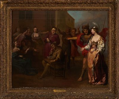 tableau représentant un groupe de personnes dans une pièce