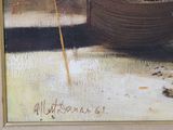 a picture of a painting of a boat on the water
