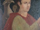 a painting of a man with a bird on his shoulder