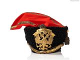 an image of a military hat with a crest on it