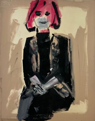 une image représentant un tableau d'une femme portant un chapeau rose