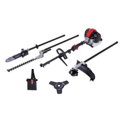 a group of tools that include a hedger, chains, and other tools