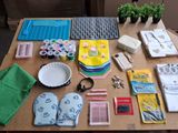 a table that has many items on it