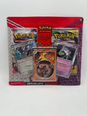 a close up of a bag of pokemon cards on a white surface