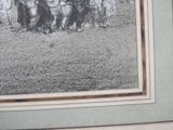 a drawing of a group of people riding horses