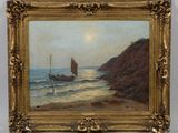 une image d'une peinture représentant un bateau dans l'eau
