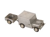 a toy truck with a box on the back of it