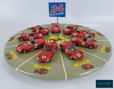 a display of a lot of toy cars on a plate