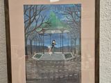 a picture of a picture of a man and a woman in a gazebo