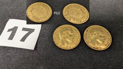 six souverains d'or et un bout de papier sur lequel était inscrit le chiffre 17