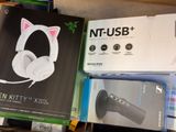 a box with a cat headphone on top of it