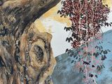 a painting of a tree with a bunch of beads hanging from it