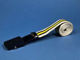 a close up of a roll of white and yellow electrical tape