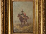 a painting of a man riding on the back of a horse