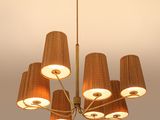 a chandelier with five lamps hanging from the ceiling