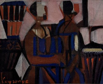 un tableau représentant un groupe de personnes jouant du tambour
