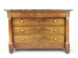 an antique chest of drawers with marble top on a white background