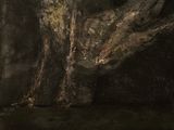 an image of a painting of a man standing in a dark room