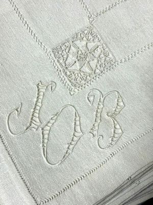a close up of a napkin with a design on it