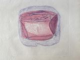 painting of a pink box on a piece of paper with a white background