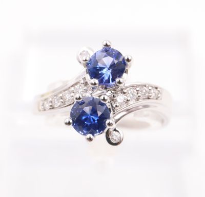 Bague Toi et Moi en or blanc 18 k