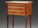 a george ii period mahogany and brass inlaid bedside table
