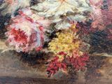 a painting of flowers in a vase on a table