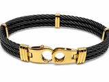 un bracelet en câble noir avec un fermoir doré