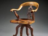 an image of a wooden chair sitting on top of a wooden table