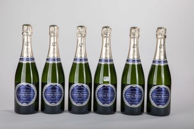 six bouteilles de vin mousseux alignées les unes à côté des autres
