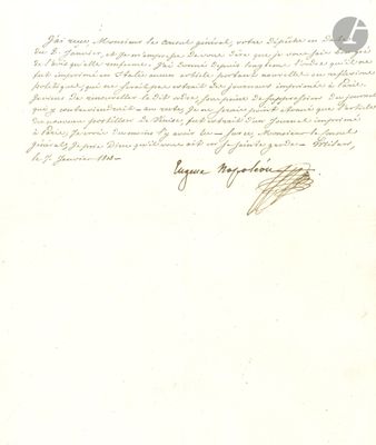 un vieux document sur lequel figurent une lettre manuscrite et l'image d'un cheval