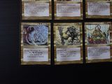 many cards on the wall of a game room